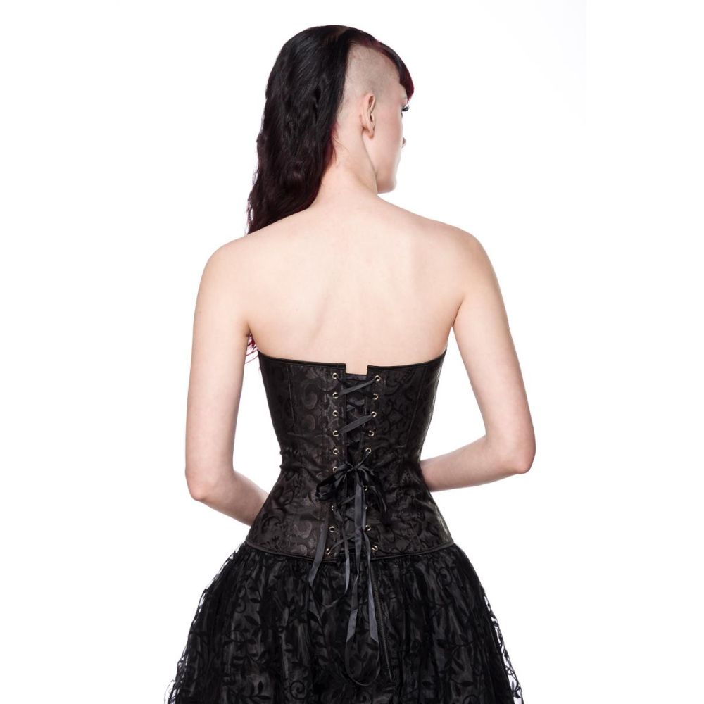 Ocultica - Brocade Vollbrust Korsett - Schwarz